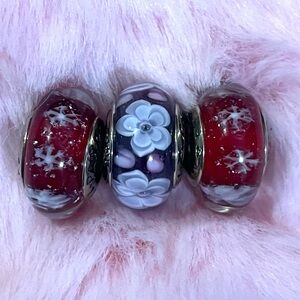925 Sterling Silver Murano Spacer Charm Bundle Set